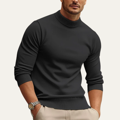 Men’s Mock Turtleneck Ribbed Sweater