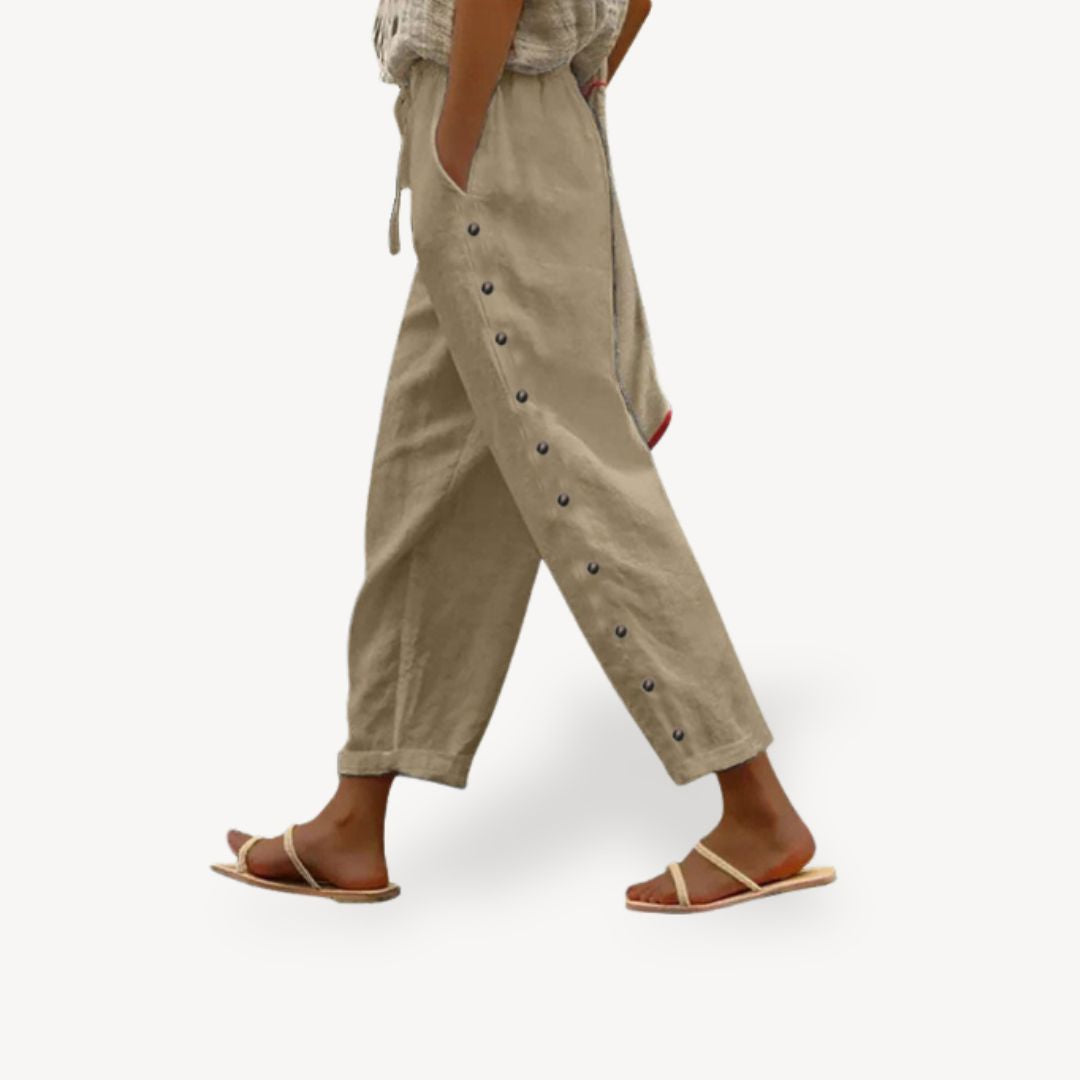 Women's Casual Button-Detail Trousers