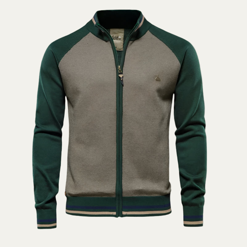 Men’s Color Block Raglan Sleeve Full Zip Jacket