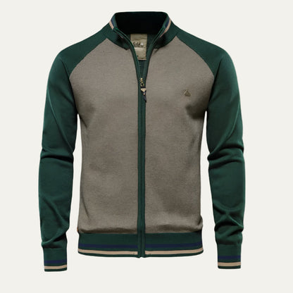 Men’s Color Block Raglan Sleeve Full Zip Jacket