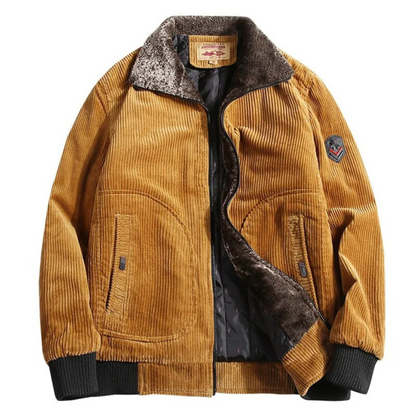 Men’s Corduroy Bomber Jacket with Plush Collar