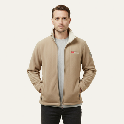 Men’s Textured Fleece High Collar Zip Jacket