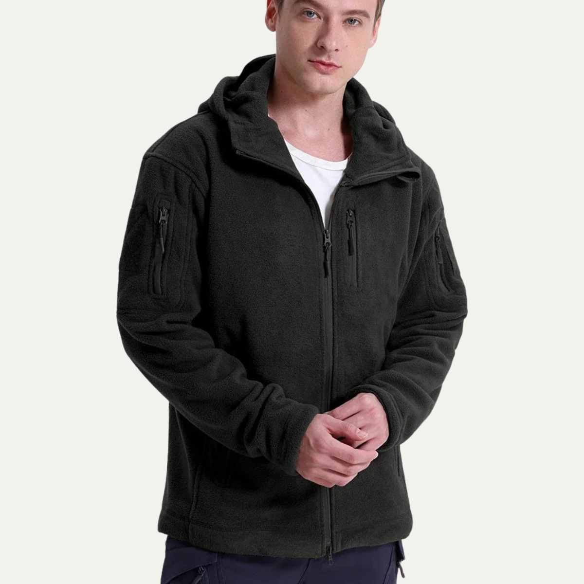 Men’s Color Block Tactical Quarter Zip Fleece Jacket
