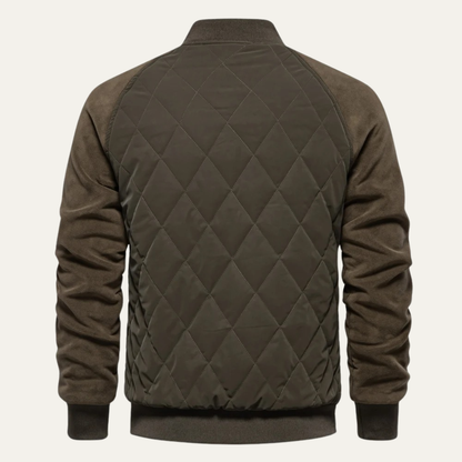 The Ryde Men’s Casual Patchwork Winter Quilted Bomber Jacket