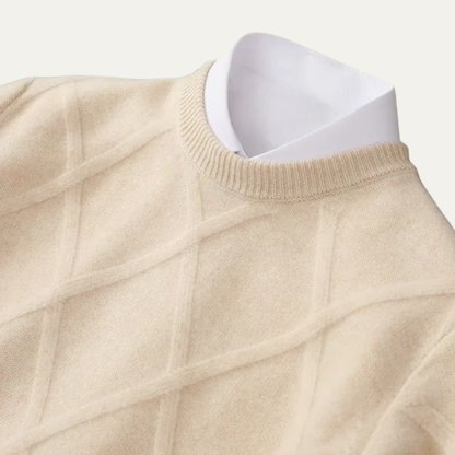 Men’s Argyle Crew Neck Ribbed Sweater