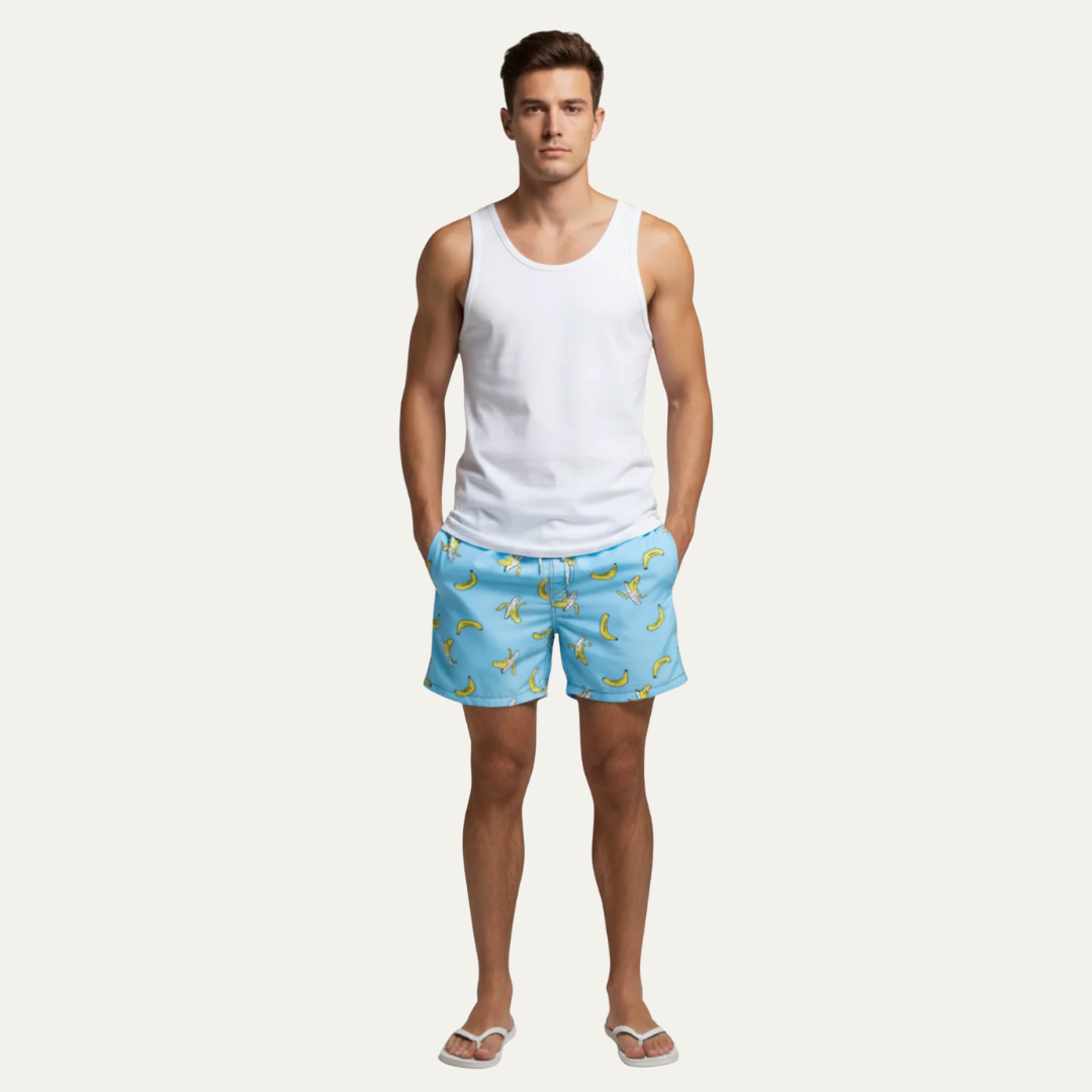 Men’s Striped Drawstring Board Shorts