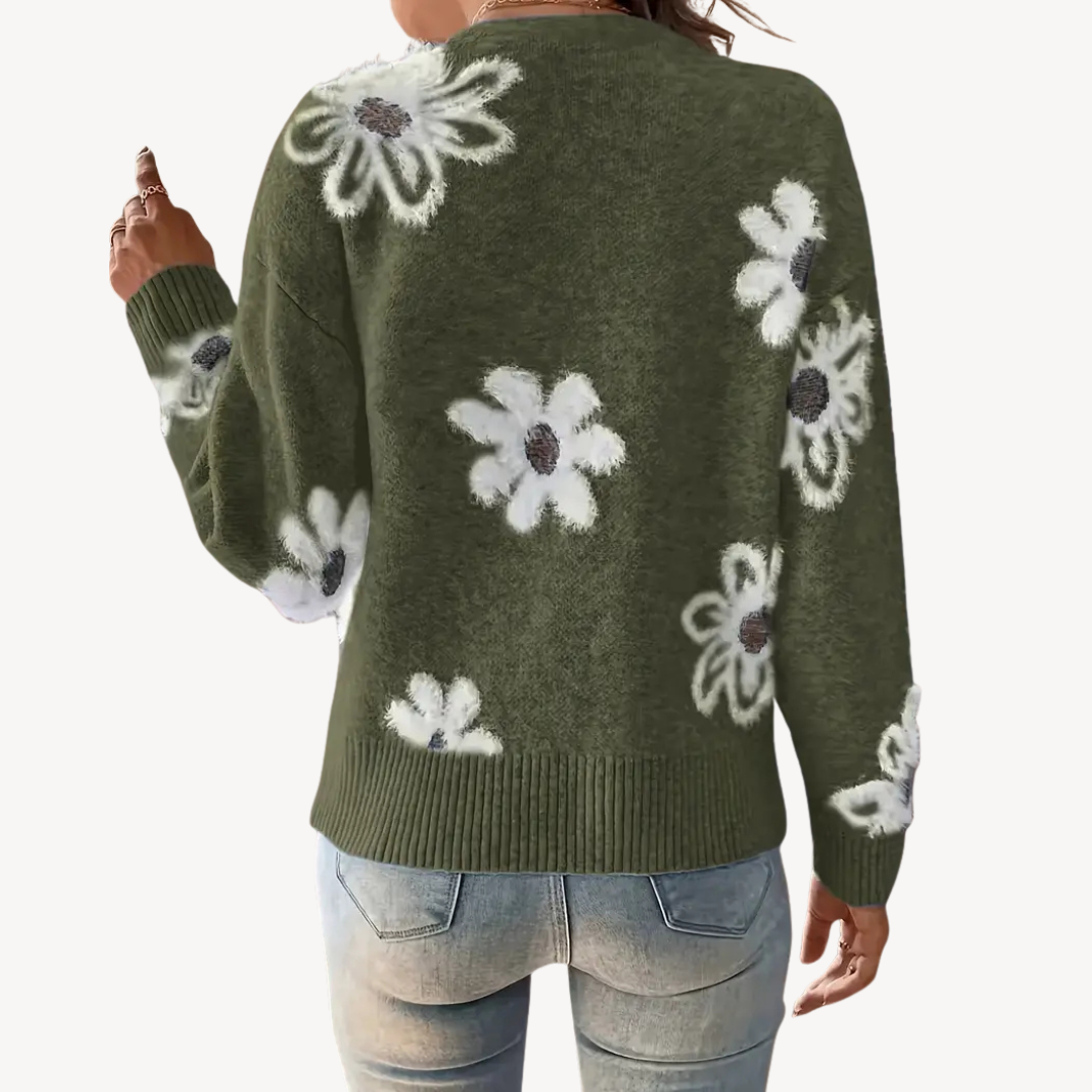 Women's Floral Print Knit Cardigan Sweater