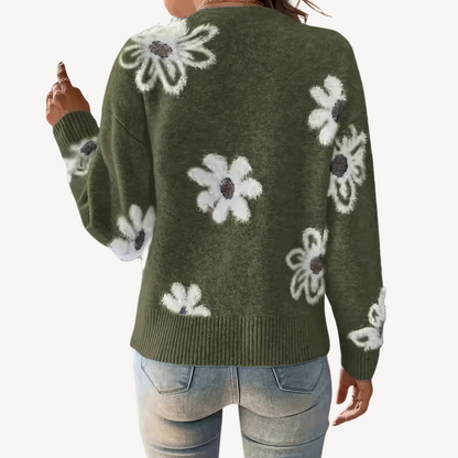 Women's Floral Print Knit Cardigan Sweater