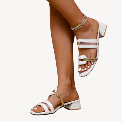 Leather Gold Orthopedic Women's Sandals
