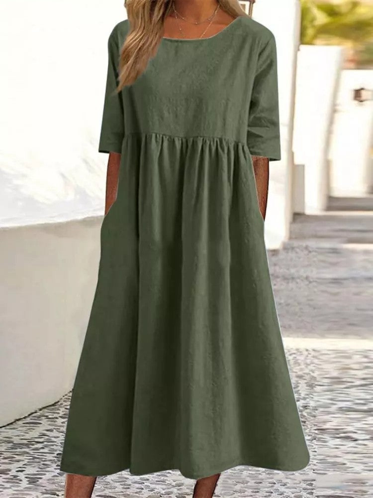 Casual Warm Weather Short Sleeve Midi Dress