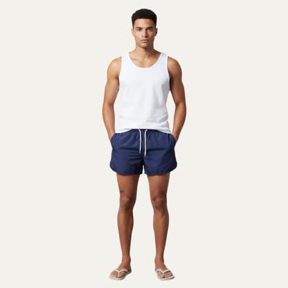 Men’s Short Cut Swim Trunks with Rounded Hem