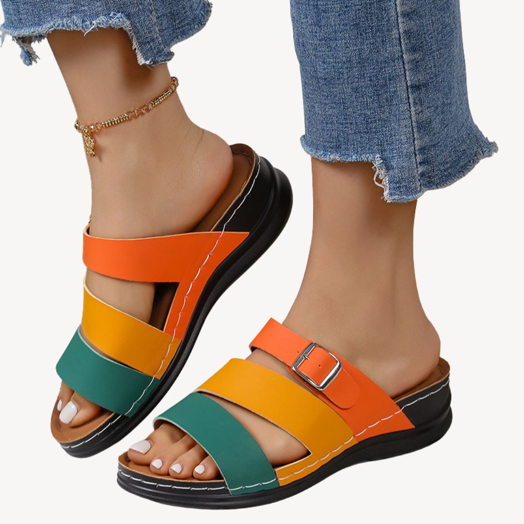 Women's Colorful Leather Orthopedic Sandals