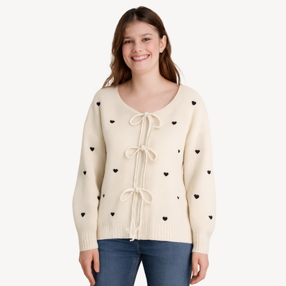 Heart Print Cotton Cardigan for Women