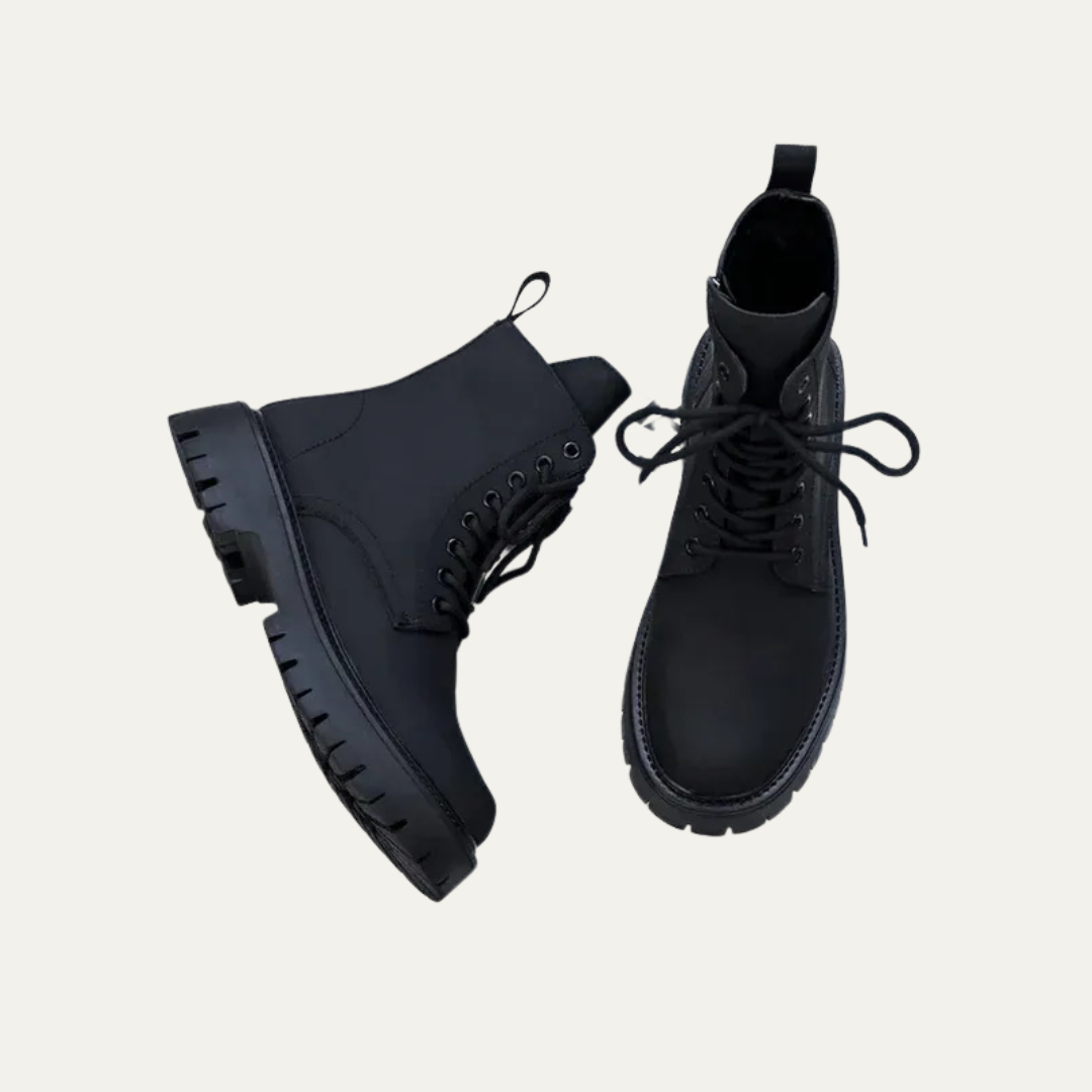 Men’s High Shine Cap Toe Combat Ankle Boots