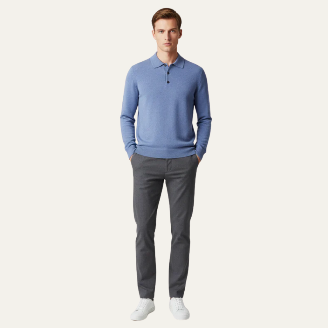 Men’s Long Sleeve Knit Polo Sweater