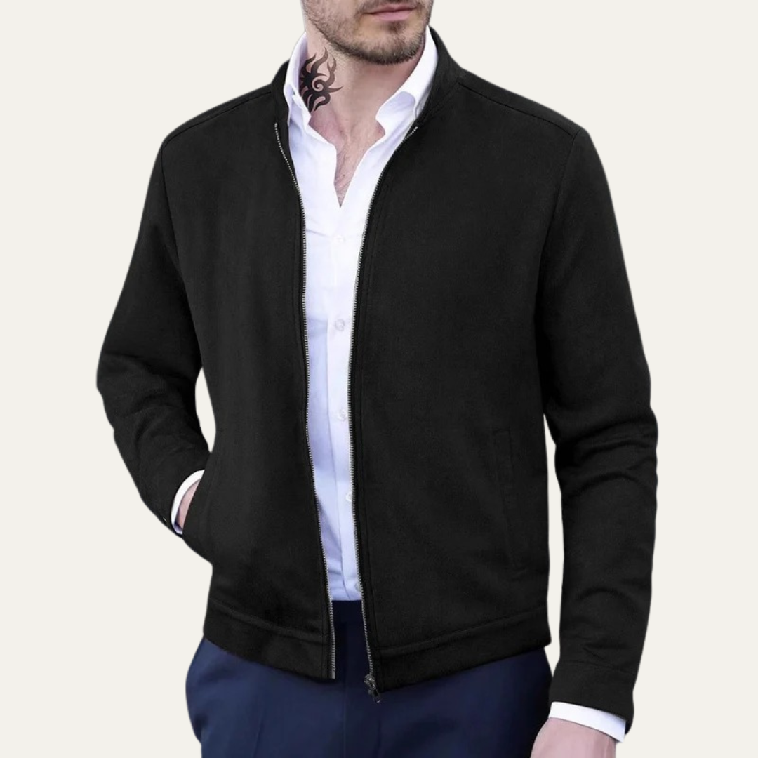 Men’s Minimalist Stand Collar Track Bomber Jacket