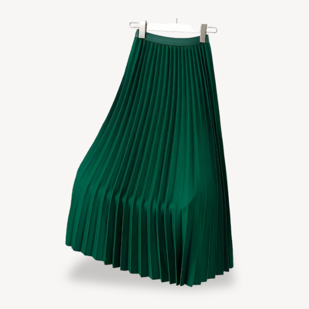Satin Pleated Midi Skirt for Women