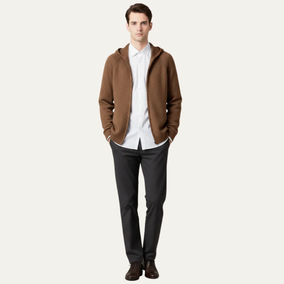 Men’s Full Zip Hooded Knit Cardigan