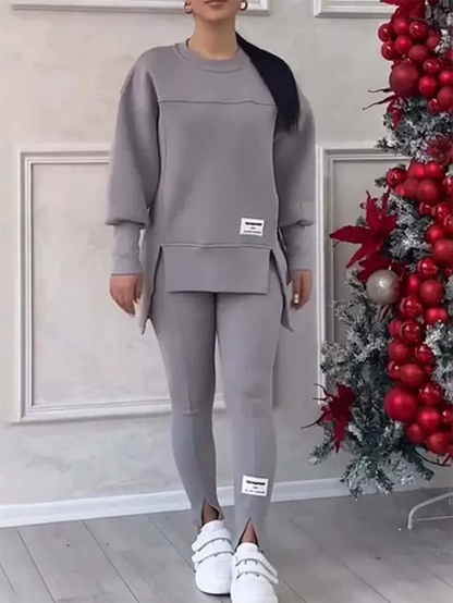 Warm Women's Patchwork Sweater and Leggings Set