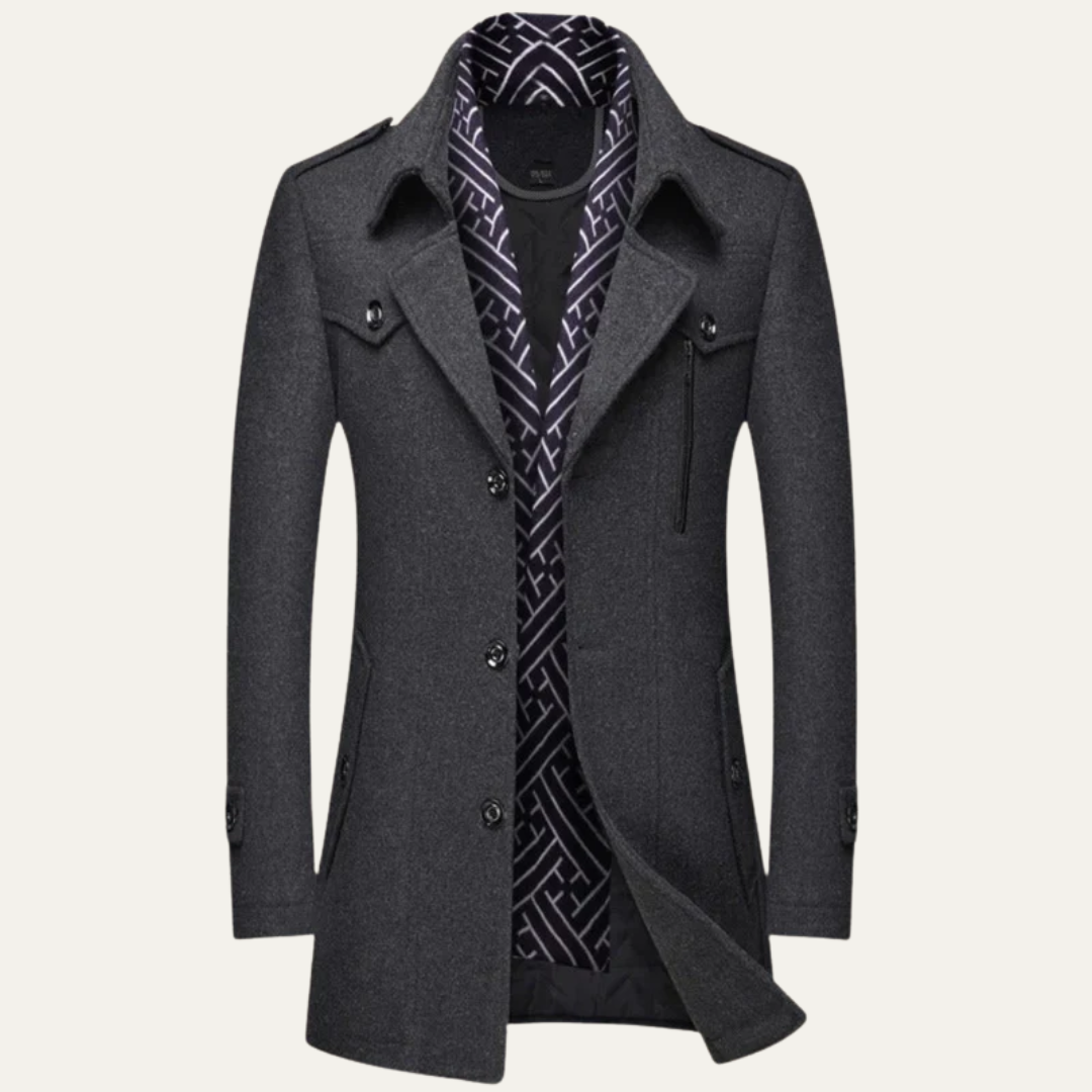 Men’s Layered Collar Peacoat Jacket