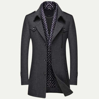 Men’s Layered Collar Peacoat Jacket