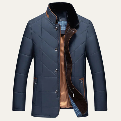 Men’s Quilted Winter Jacket with Faux Fur Collar