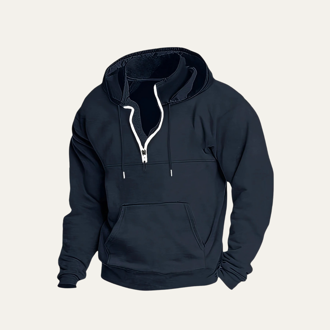 Men’s Utility Pocket Hooded Partial Zip Sweatshirt