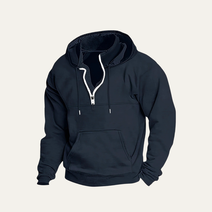 Men’s Utility Pocket Hooded Partial Zip Sweatshirt