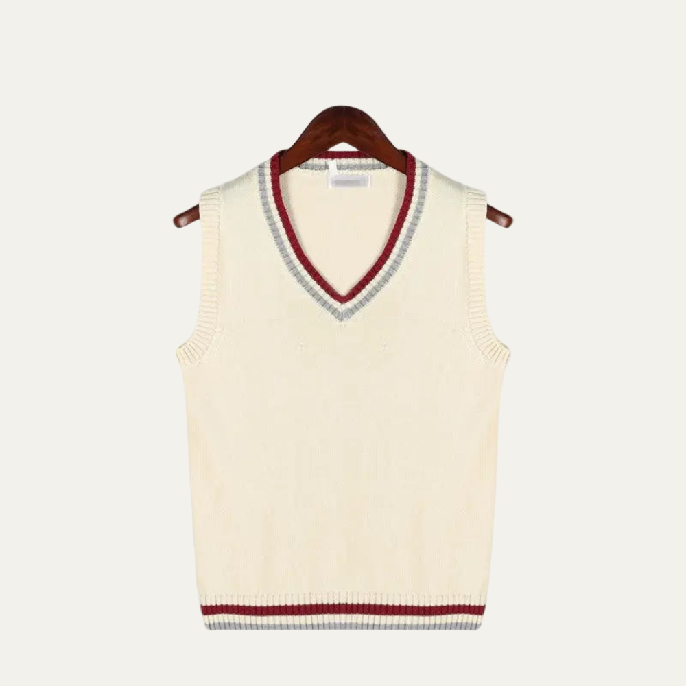 Men’s Textured V Neck Striped Sweater Vest