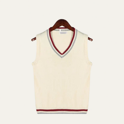 Men’s Textured V Neck Striped Sweater Vest