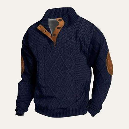 Men’s Quilted Funnel Neck Pullover Sweater