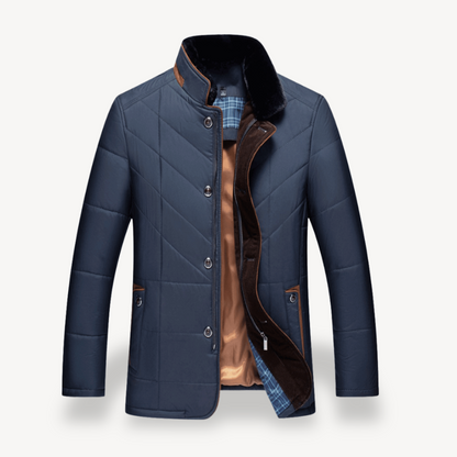 Quilted Winter Puffer Jacket Men Fleece Lined