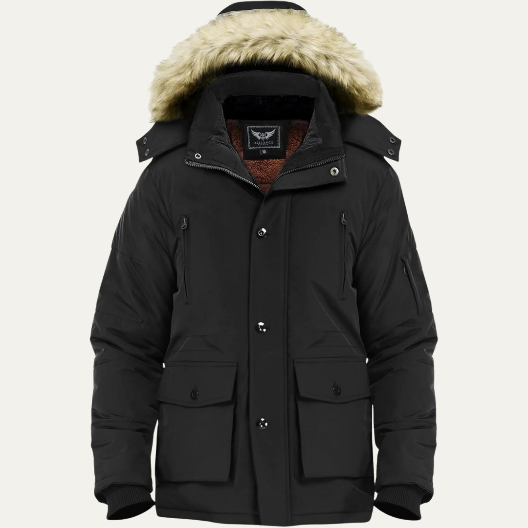 Men’s Mid Length Winter Parka with Detachable Hood