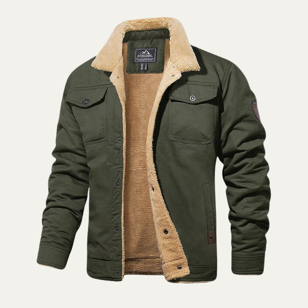 Men’s Heavy Faux Shearling Lined Utility Jacket
