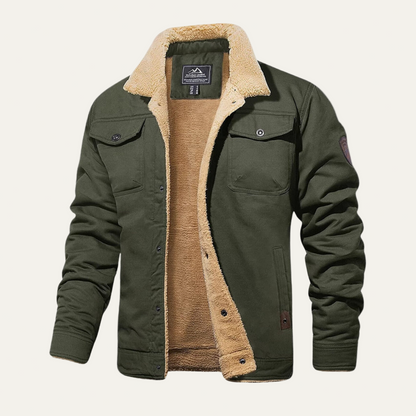 Men’s Heavy Faux Shearling Lined Utility Jacket
