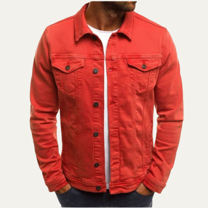 Men’s Suede Style Button Front Stand Collar Jacket