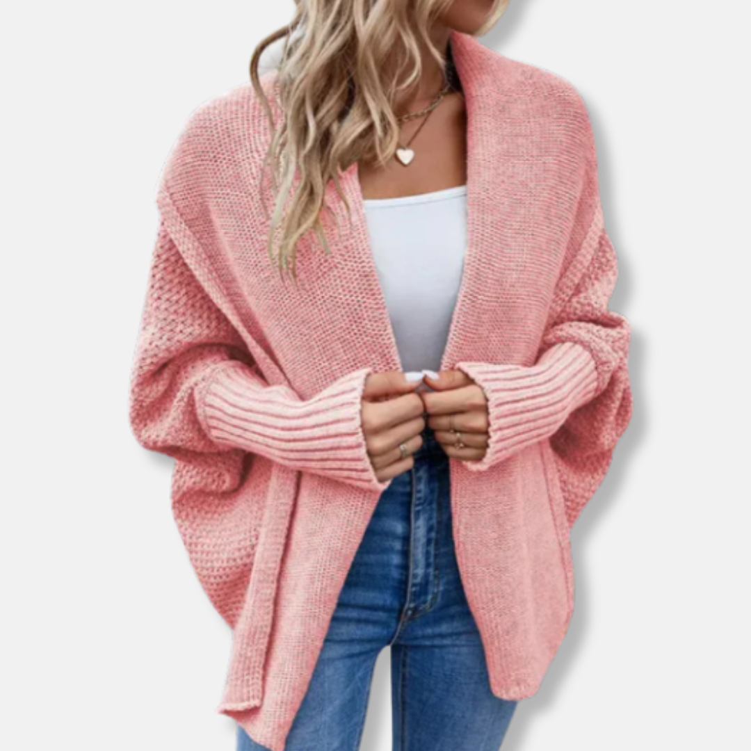 Freya Oversized Cardigan | Chunky Knit Ribbed Cuffs Cardigan