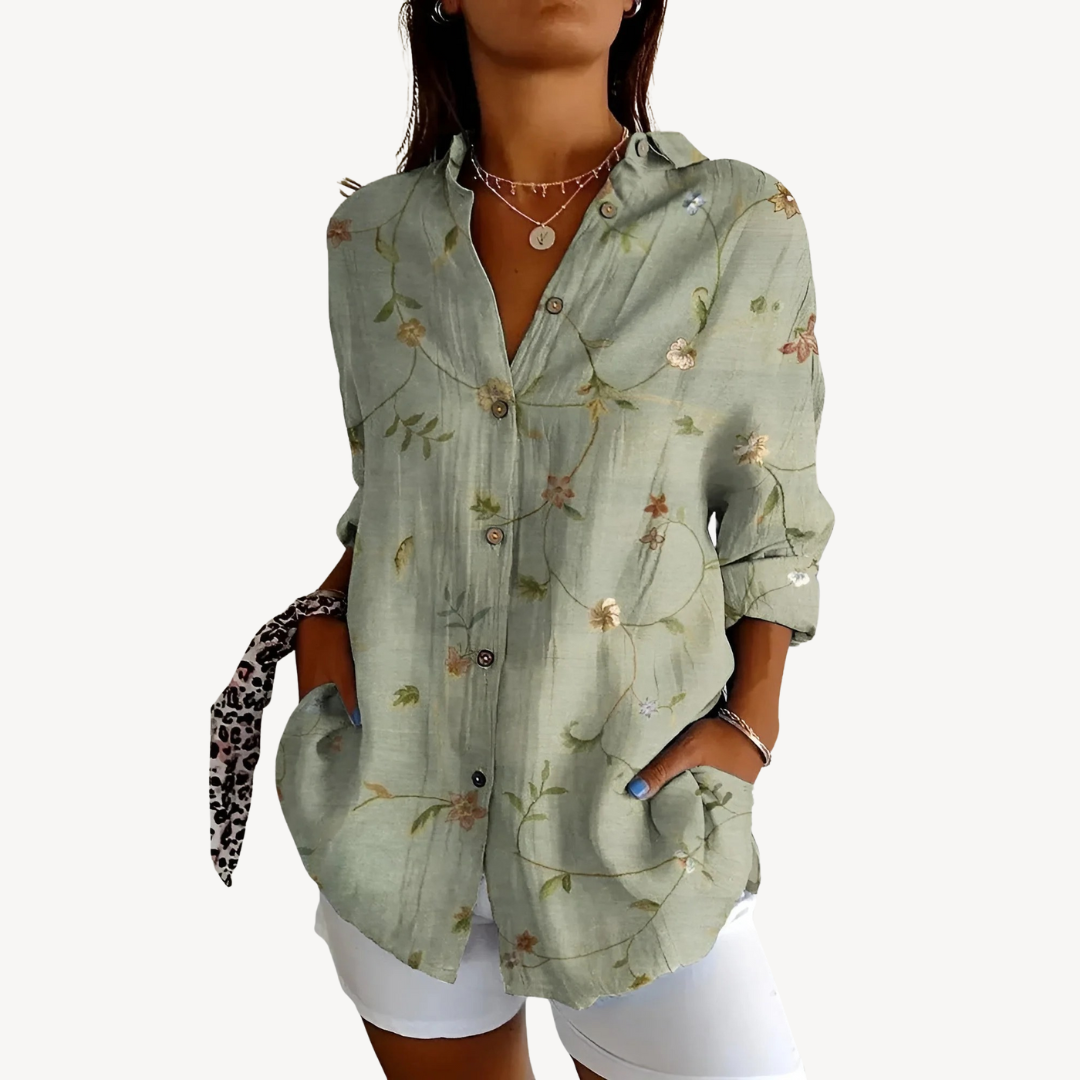 Print Button-Up Shirt Women