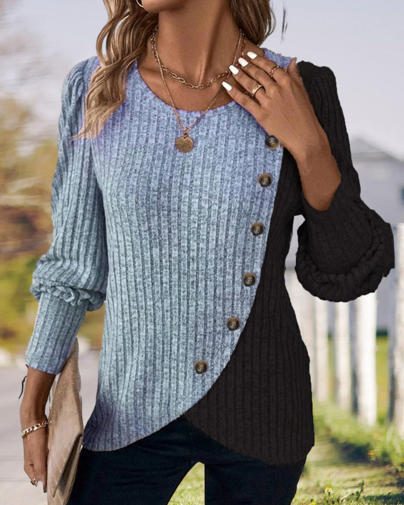 Women's Cozy Colour Block Jumper Sweater - BritishElegance