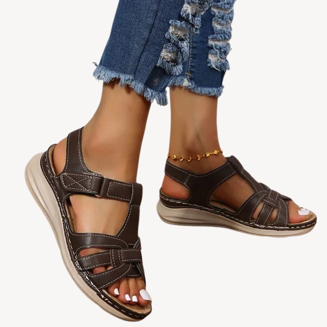 Leather Buckle Orthopedic Sandals Women