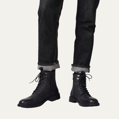 Men’s Cap Toe Lace Up Combat Style Ankle Boots