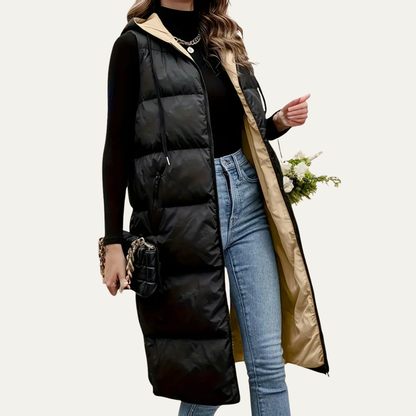 Women’s Longline Hooded Puffer Vest