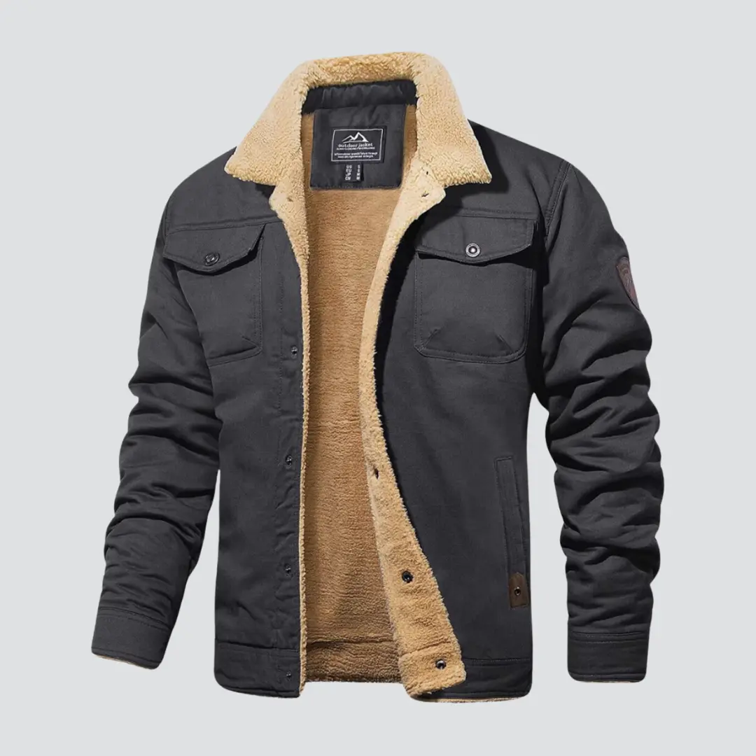 Men’s Sherpa-Lined Jacket | Warm Winter Coat with Classic Collar