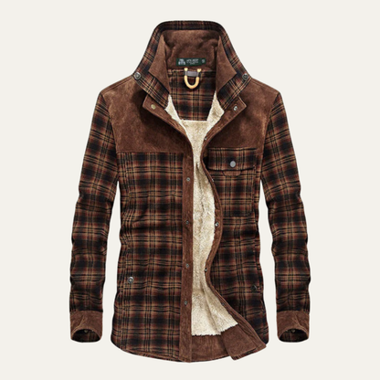 Men’s Plaid Sherpa Lined Flannel Shirt Jacket