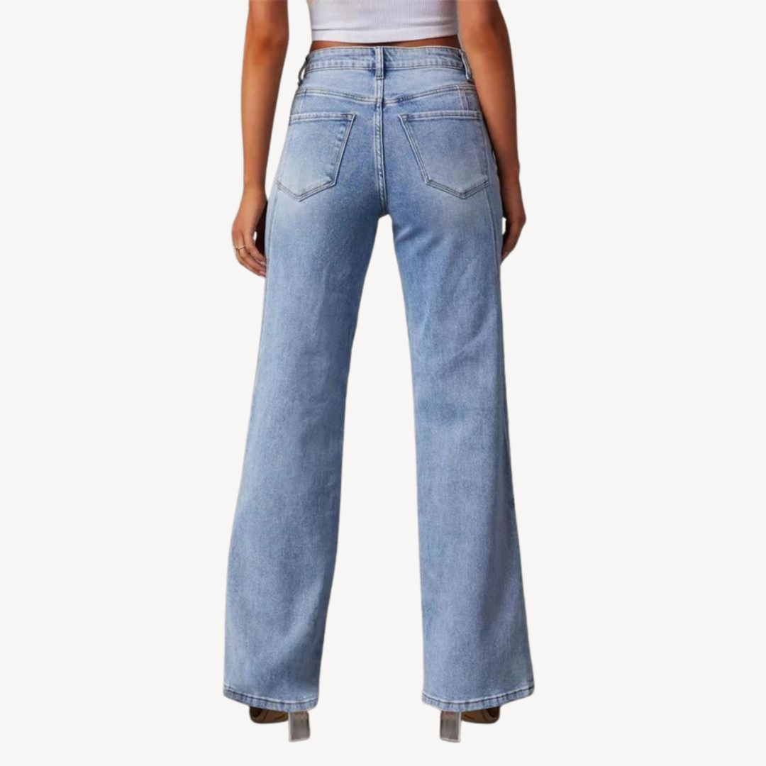 Women's Blue Denim Wide Leg Jeans