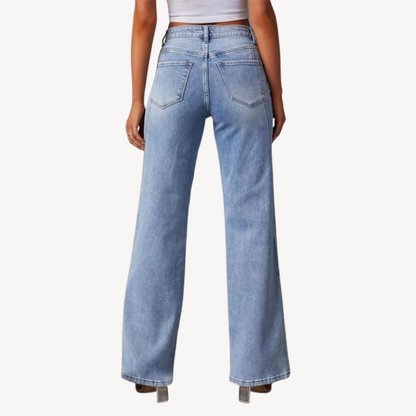 Women's Blue Denim Wide Leg Jeans