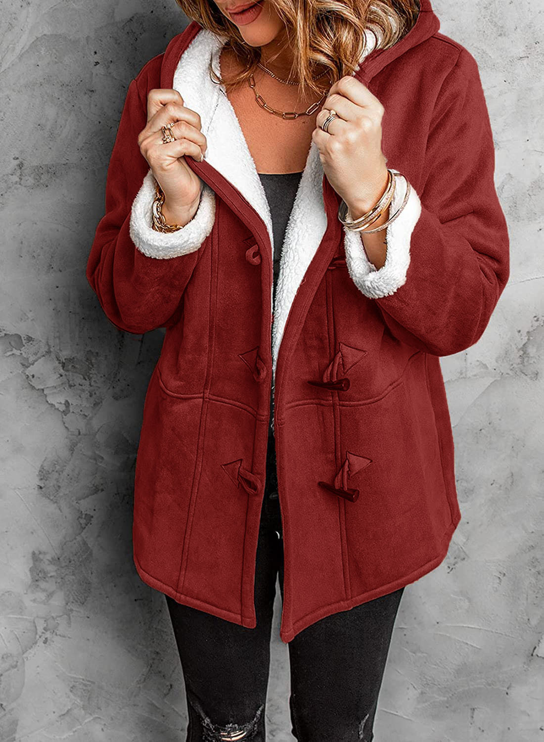 Warm Fleece Lined Grey Winter Coat
