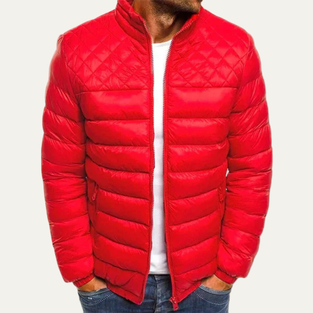 Men’s Quilted Mixed Pattern Puffer Jacket