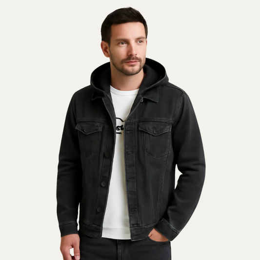 Men’s Hooded Denim Button Jacket