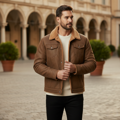 The Wrexham Men's Shearling Vintage Leather Jacket